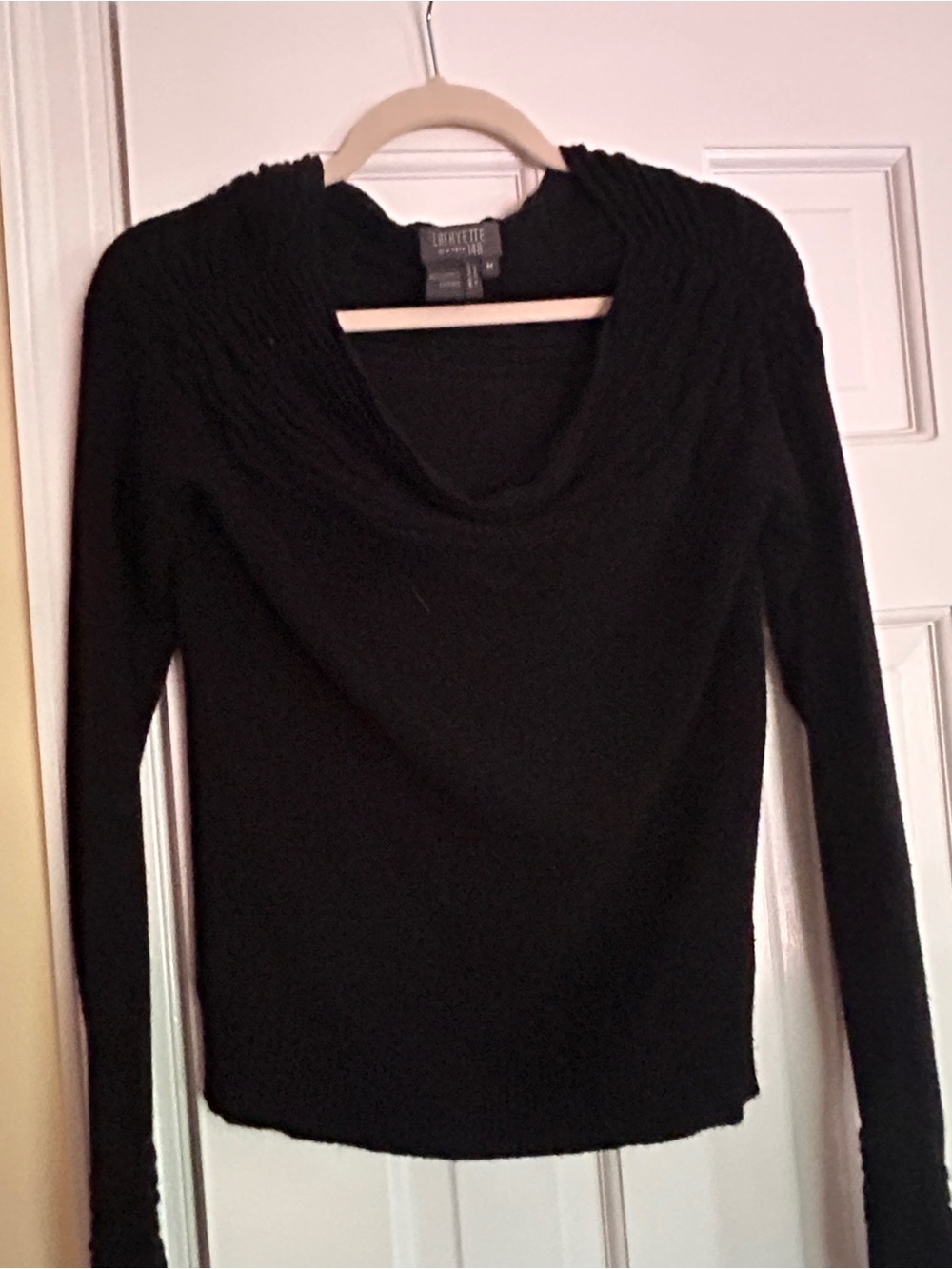 Lafayette 148 New York Black Cowl Neck Women's Sweater 100% cashmere no piling